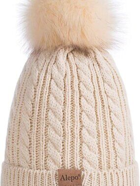 Kids Winter Beanie Children's Warm Fleece Lined Knit Thick Ski Cap with Pom